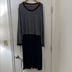 Talbots Black and Gray Long Sleeve Sweater Dress